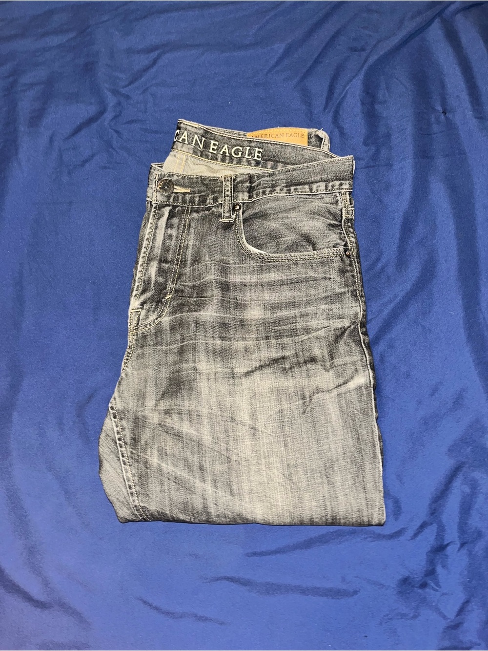 American Eagle Outfitters Men's Gray Washed Jeans Men’s Size 34x30 Excellent